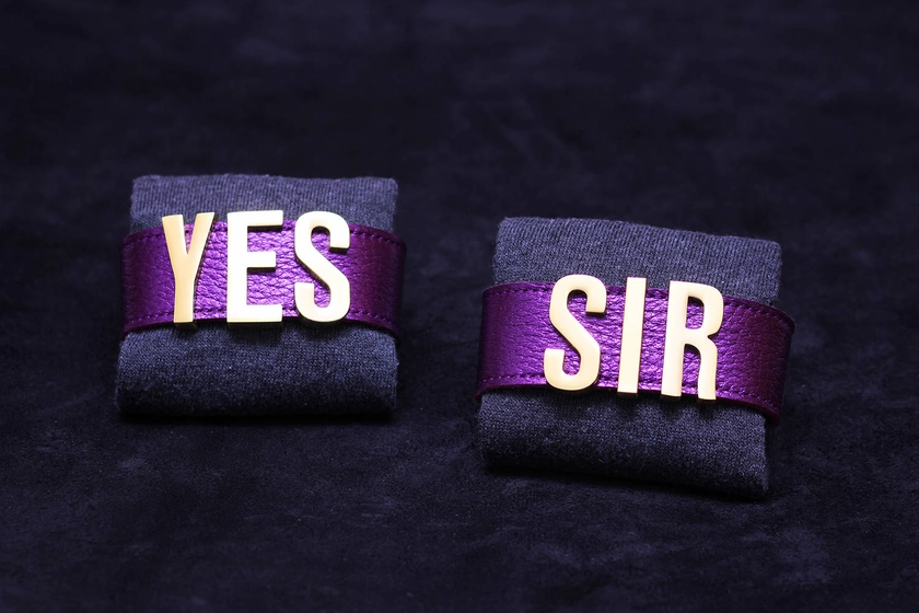 Shiny purple YES SIR bracelets Original letters cuffs Cosplay...