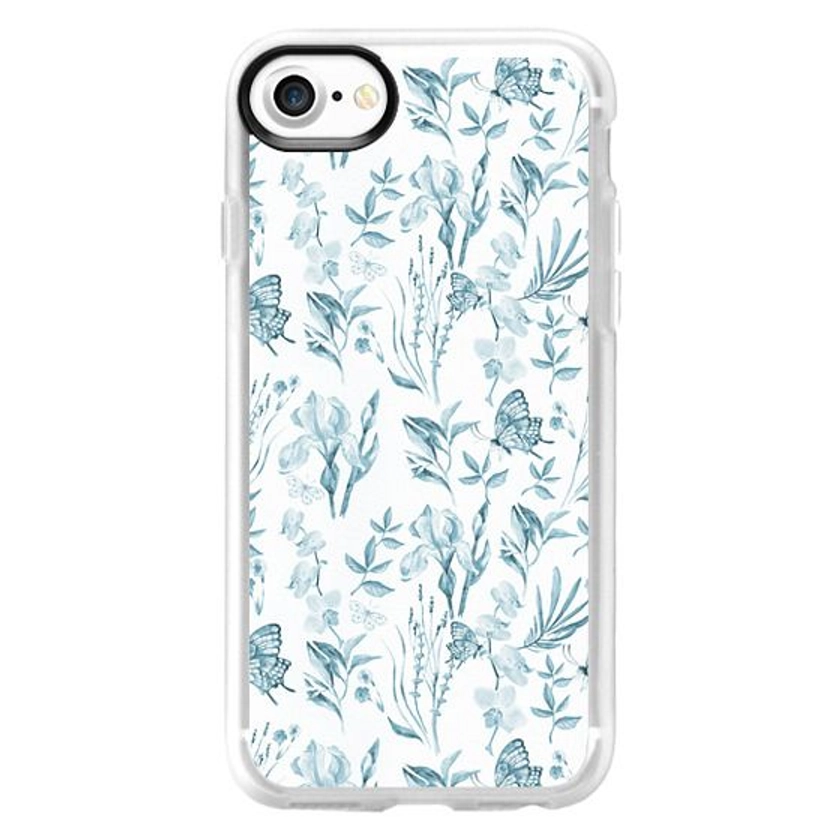 Elegant pastel blue vintage butterfly floral