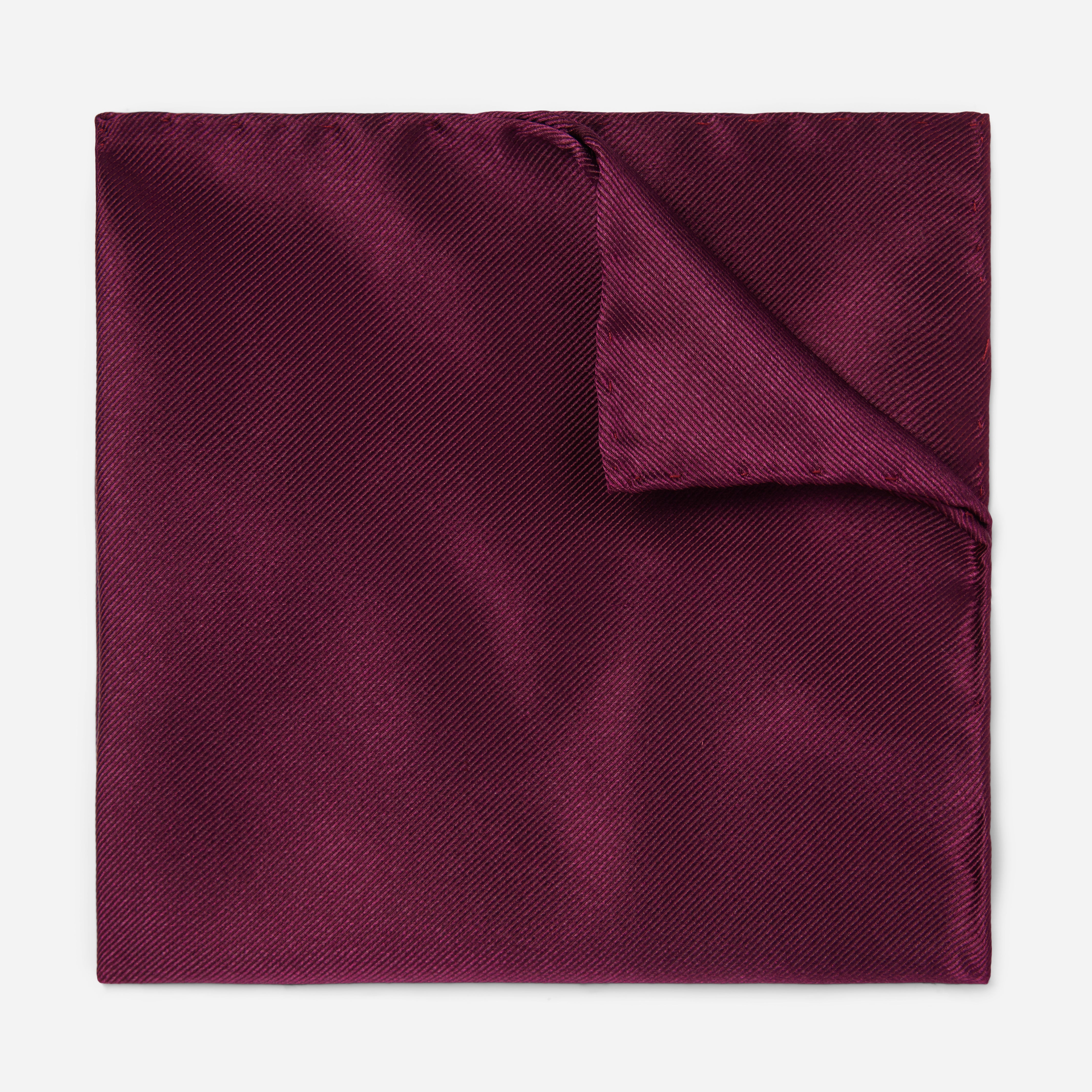 Solid Twill Wine Pocket Square | Silk Pocket Squares | Tie Bar