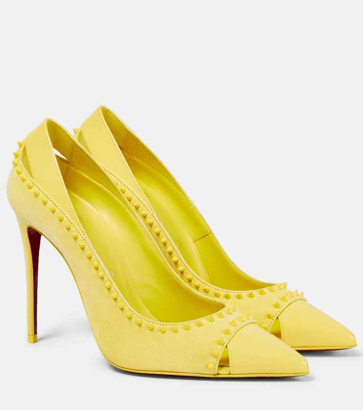 Duvette Spikes 100 suede pumps in yellow - Christian Louboutin | Mytheresa
