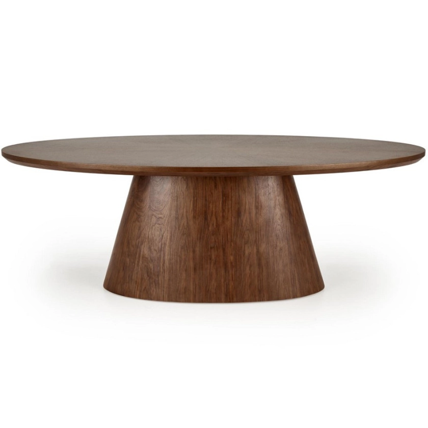 Table a manger ovale style noyer avec pied central Moonrise