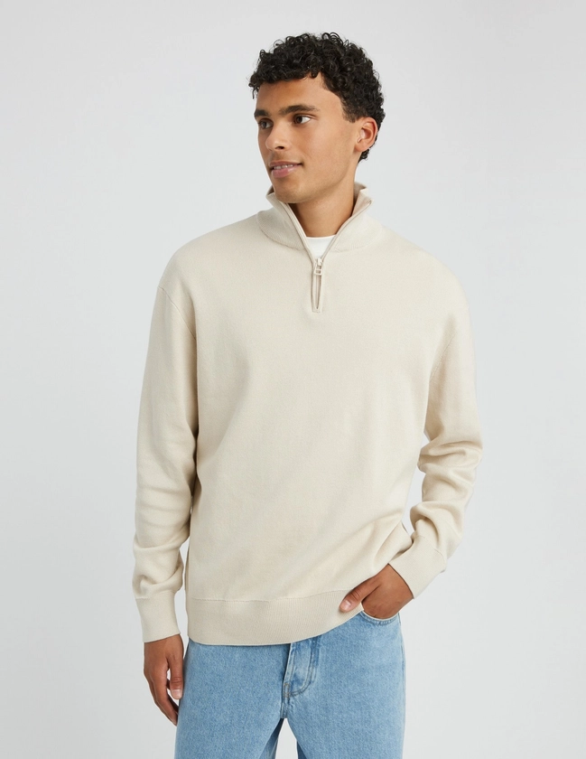 Pull col montant zippé Blanc cassé | BZB