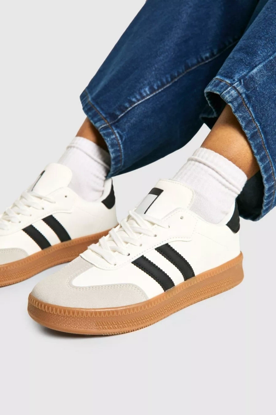 Contrast Stripe Gum Sole Trainers