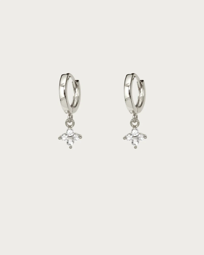 Clover Mini Hoop Earrings in Silver| En Route Jewelry | En Route Jewelry