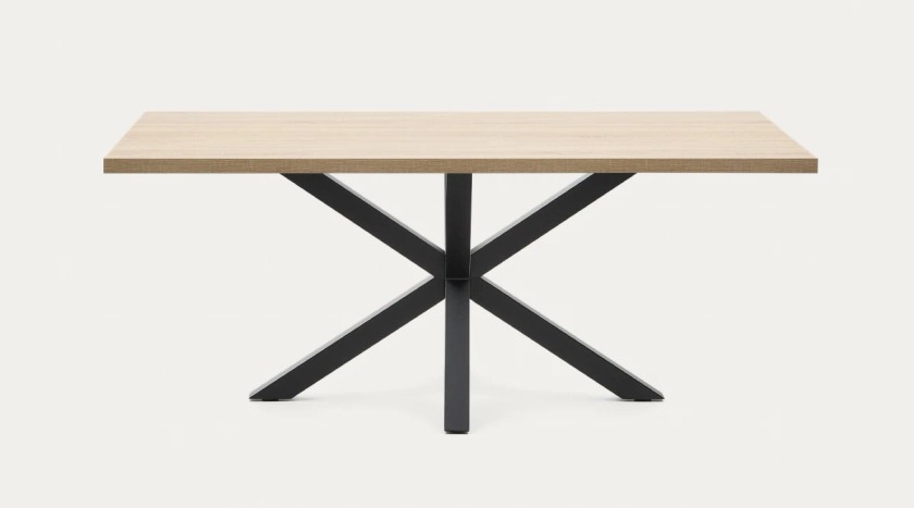 Table Argo 200 x 100 cm en mélamine naturelle et pieds en acier noir | Kave Home®