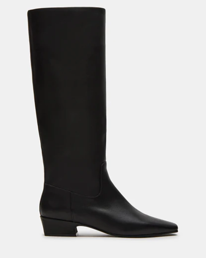 GWYNETH Black Leather Square Toe Boot | Women's Boots