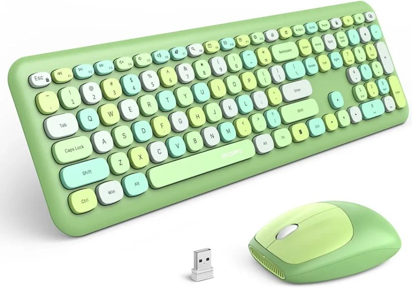MOFii Wireless Keyboard and Mouse Combo, Computer Full Size Keyboard, 2.4GHz USB Dropout-Free Connection, Cute Wireless Moues for PC/Laptop/Mac Computer