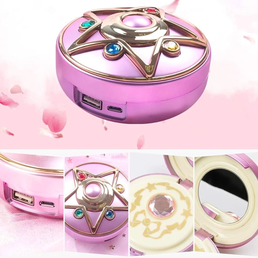 HUIHH Anime Makeup Mirror Sailor Moon Crystal Star Power Bank Charger with Mirror Cosmetic Mirrors
