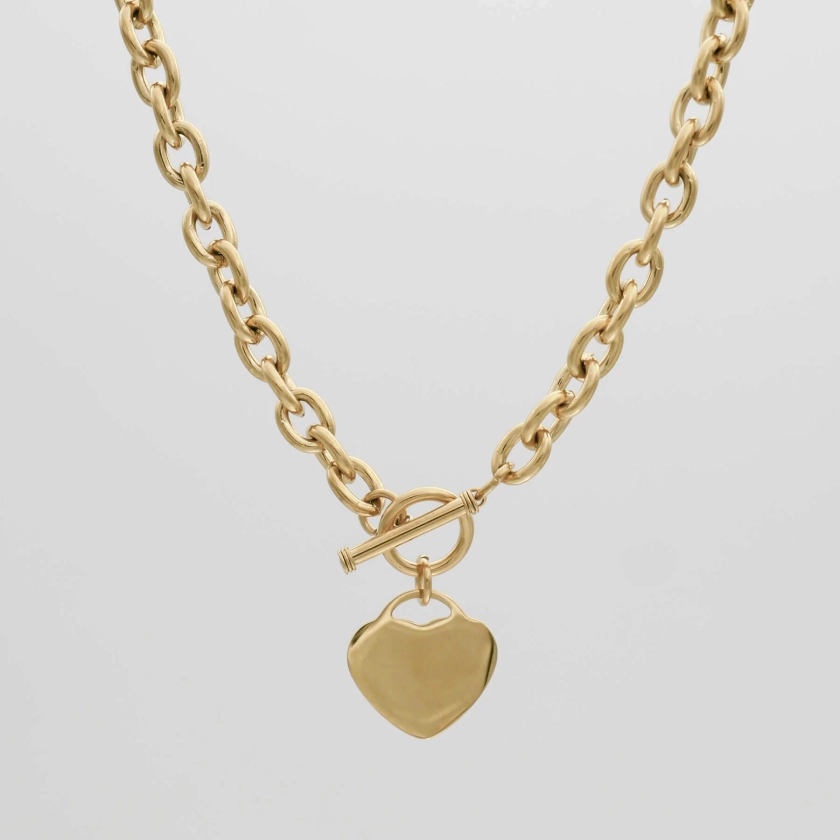 Hayley Heart T-Bar Necklace | Gold or Silver | PRYA