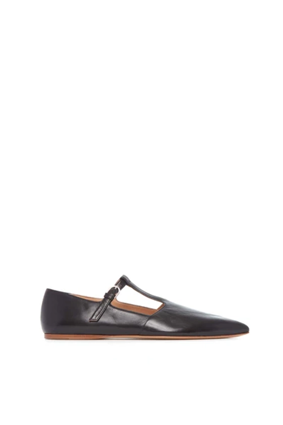 Lola Ballerina Flat in Black Nappa Leather