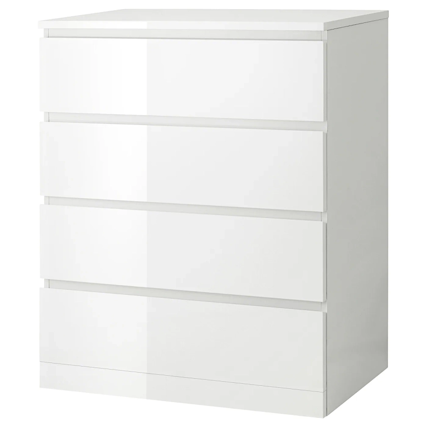 MALM chest of 4 drawers, high-gloss white, 80x100 cm - IKEA