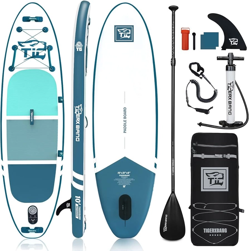 Tabla Paddle Surf Hinchable TIGERXBANG Paddle Board con Accesorios Premium Tabla Sup, PadelSurf Stand Up Padding para Adultos/Niños Sup