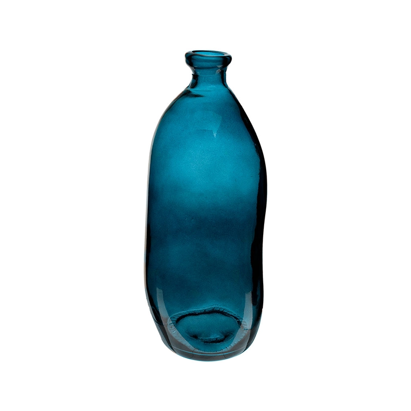 Vase dame jeanne verre forme bouteille bleue H 51cm - Centrakor