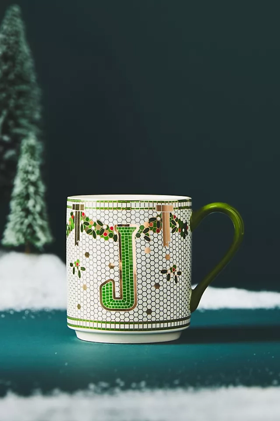 Mug Monogramme Festif Carrelage Bistro