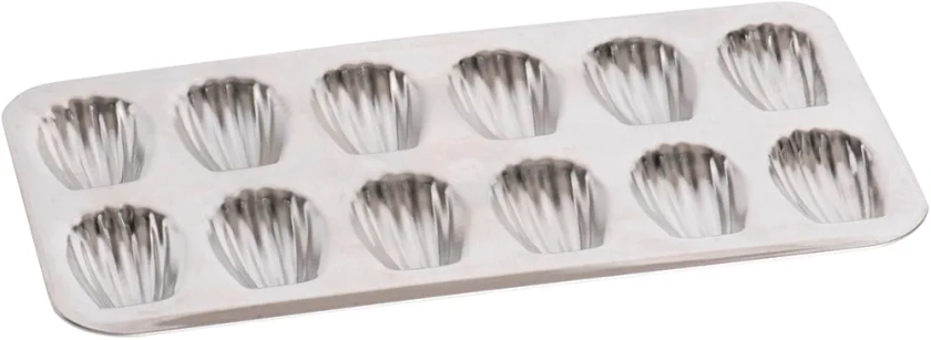 GOBEL - Plaque de 12 madeleines - Fer blanc - Matériau recyclable - Dimensions : 39,5 x 20 x 1,7 cm - Empreinte : 8 cm