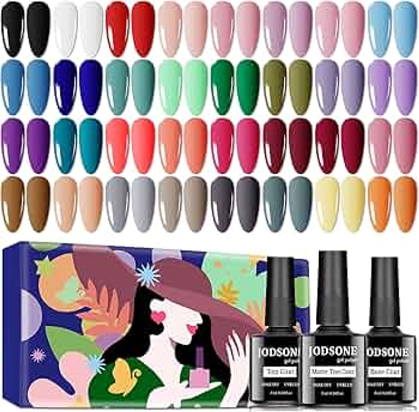 JODSONE 36 PCS Gel Nail Polish Set-32 Colors Gel Polish Kit Base Coat Glossy Matte and Glitter Top Coat Nail Polish Set Green Blue Red Pink Collection Gifts for Women