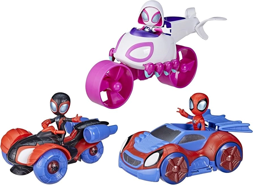 Hasbro Marvel Spidey and His Amazing Friends Team Spidey Change ‘N Go Riders Preschool Toy, 3 Vehicles and Figures, Ages 3 Plus Amazon Exclusive