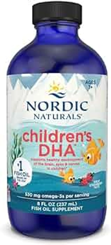 Nordic Naturals Children’s DHA, Strawberry - 8 oz for Kids - 530 mg Omega-3 with EPA & DHA - Brain Development & Function - Non-GMO - 96 Servings