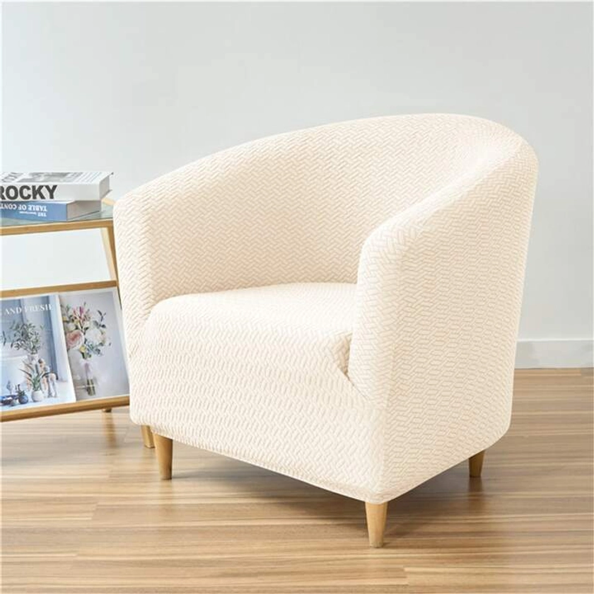 1PC Solid Color Elastic Jacquard Club Chair Cover Spandex Fabric Tub Armchair Cover Anti-Slip Single Sofa Cover Home Decoration All Seasons Couch Chair Slipcover