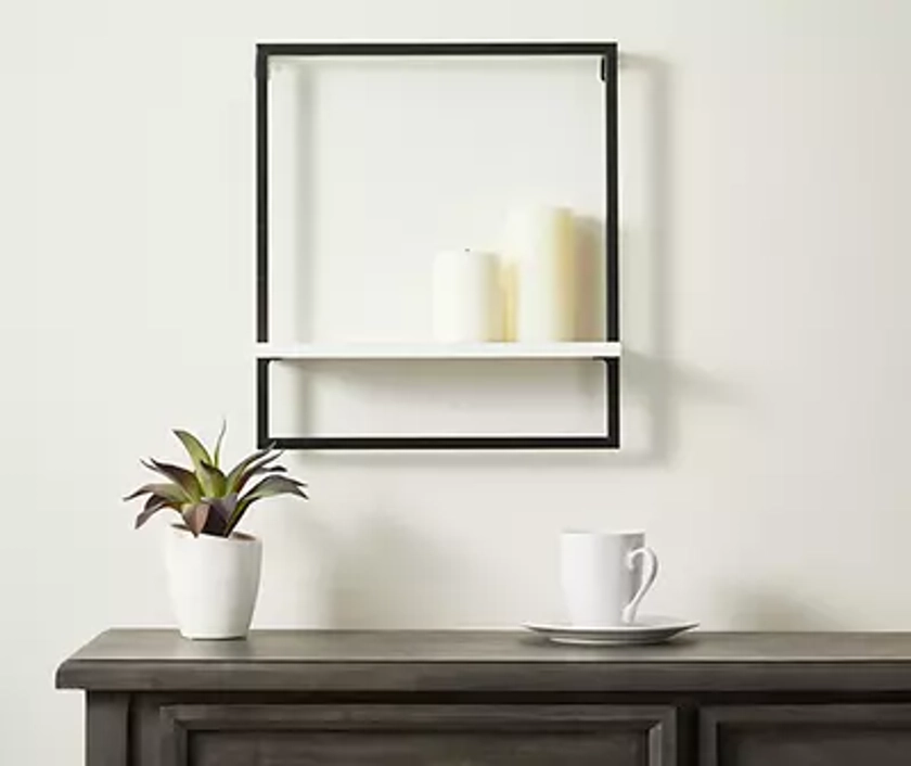 Black Metal & White Wood 1-Tier Wall Shelf - Big Lots