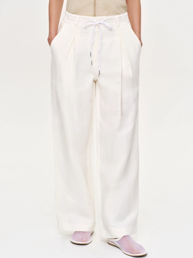 (Pre-order) Double Drawstring Linen Pants, Ivory