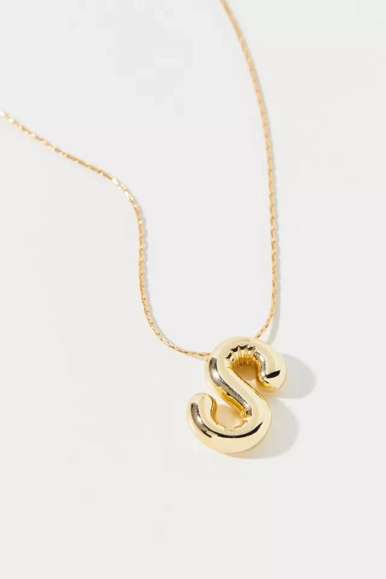 14k Gold Plated Bubble Initial Charm Necklace