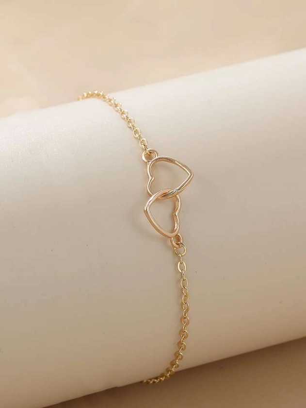 1pc Fashionable Heart Decor Chain Bracelet For Women For Daily Decoration