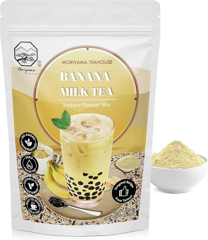 Banana Bubble Milk Tea Instant 3in1 Powder Mix - 1kg (33 Drinks) | For Boba Tea, Milkshake, Blended Frappe and Bakery | Authentic Taiwan Recipe | 0 Trans Fat, No Preservatives by Moriyama Teahouse : Amazon.co.uk: Grocery