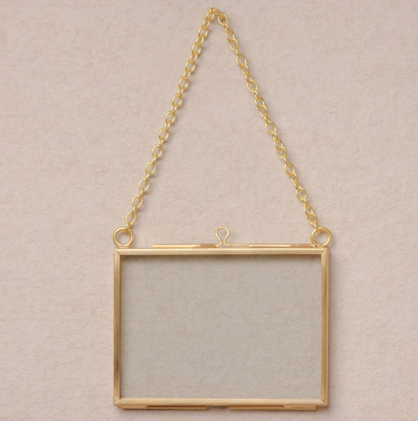 Mini Horizontal Brass Hanging Frame Wallet Photo 2.5x3.5 Ornament