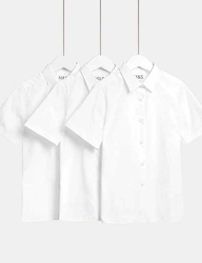 Buy 3pk Girls' Longer Length Easy Iron School Shirts (4-18 Yrs) | M&S Collection | M&S