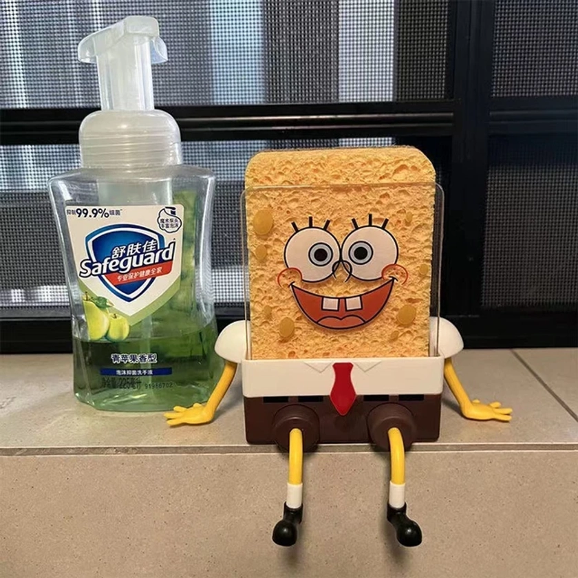 SpongeBob-Brosse de Lavage de Vaisselle Réutilisable, Égouttoir T1, Évier, Gril, Pot, Dessin Animé, Fournitures de Cuisine - AliExpress 