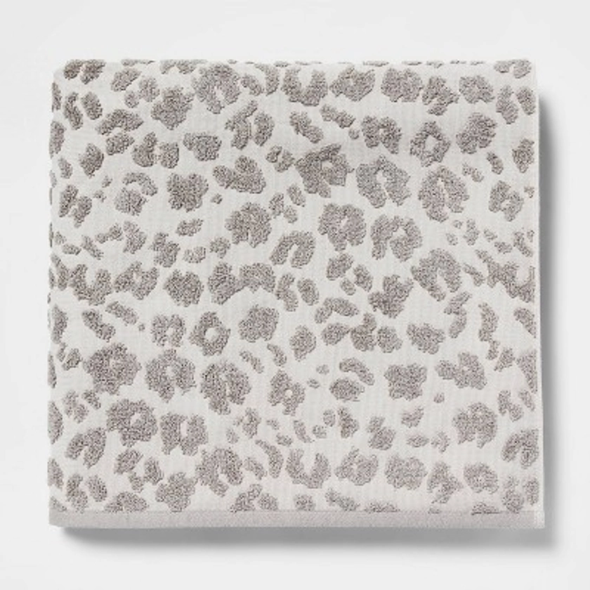 Oversized Performance Plus Bath Towel Light Leopard Gray - Threshold™: Cotton Jacquard, Fade-Resistant, 550-800 GSM