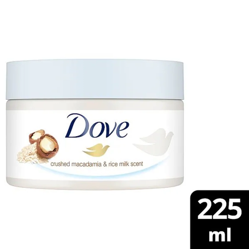 Dove Body Scrub Crushed Macadamia & Rice Milk 225ml | Skin | Superdrug
