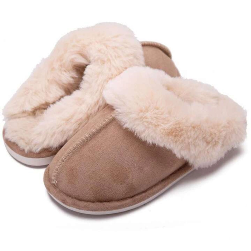 Women's Woolen Slippers,  Memory Foam Fluffy Moccasin With Soft Plush Fleece Lining Slip-On For Indoor Outdoor Use