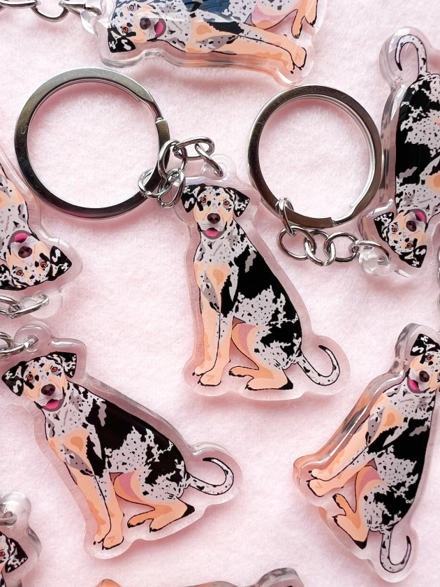 Catahoula Leopard Keychain, Acrylic Keychain, Dog Keychain, Original Artwork Keychain