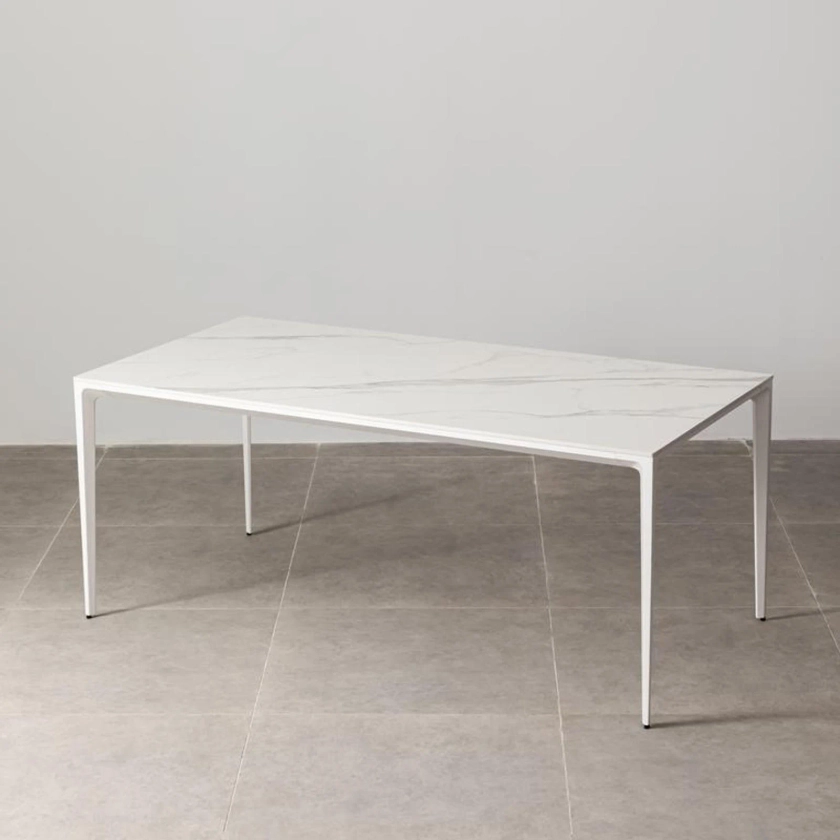 Minimalist Indoor Dining Table 1.8 m Premium Porcelain Calacatta/ White