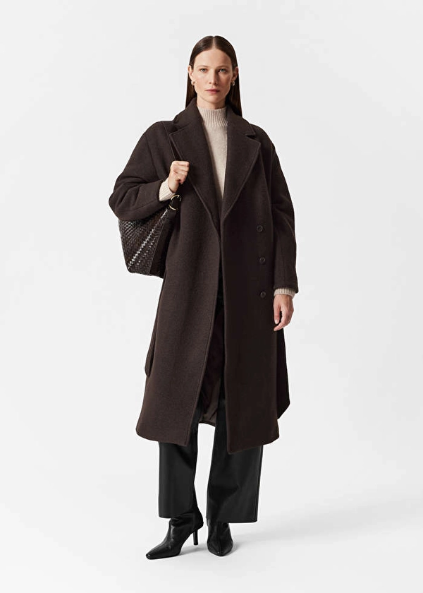 Manteau volumineux en laine avec ceinture - Marron - Woolcoats - & Other Stories FR