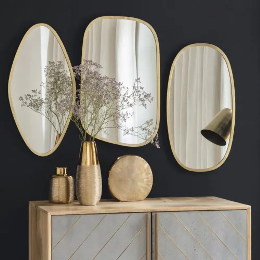 Miroirs en métal doré (x3) 37x59 | Maisons du Monde