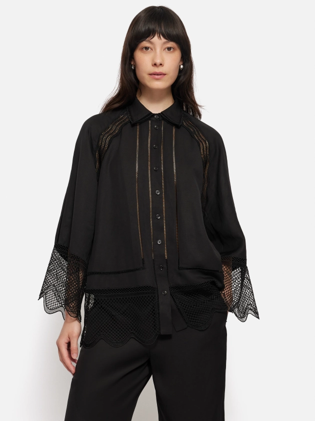 Scallop Trim Shirt | Black