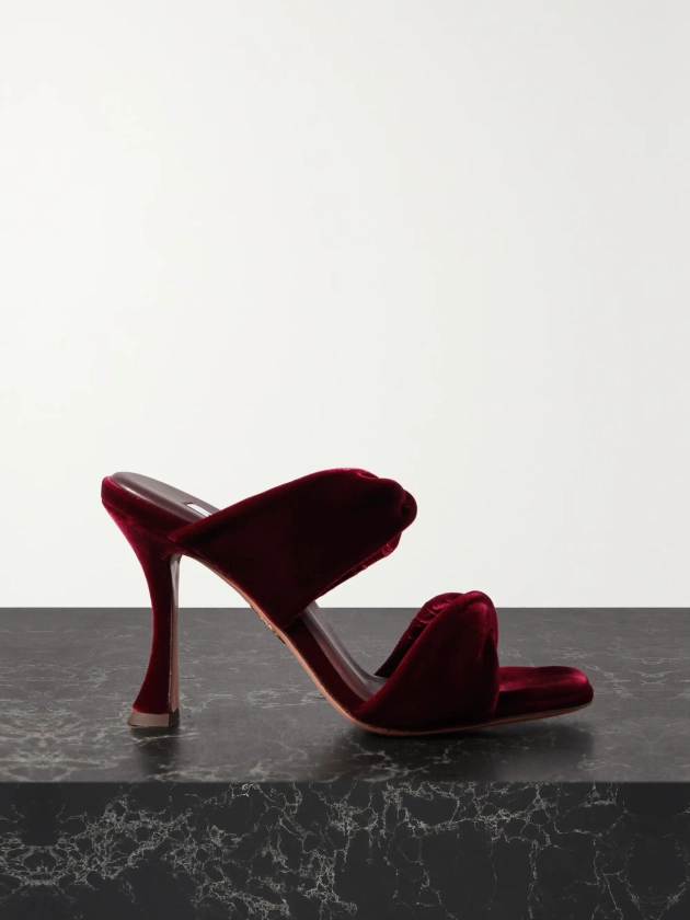 AQUAZZURA Twist 95 velvet sandals | NET-A-PORTER