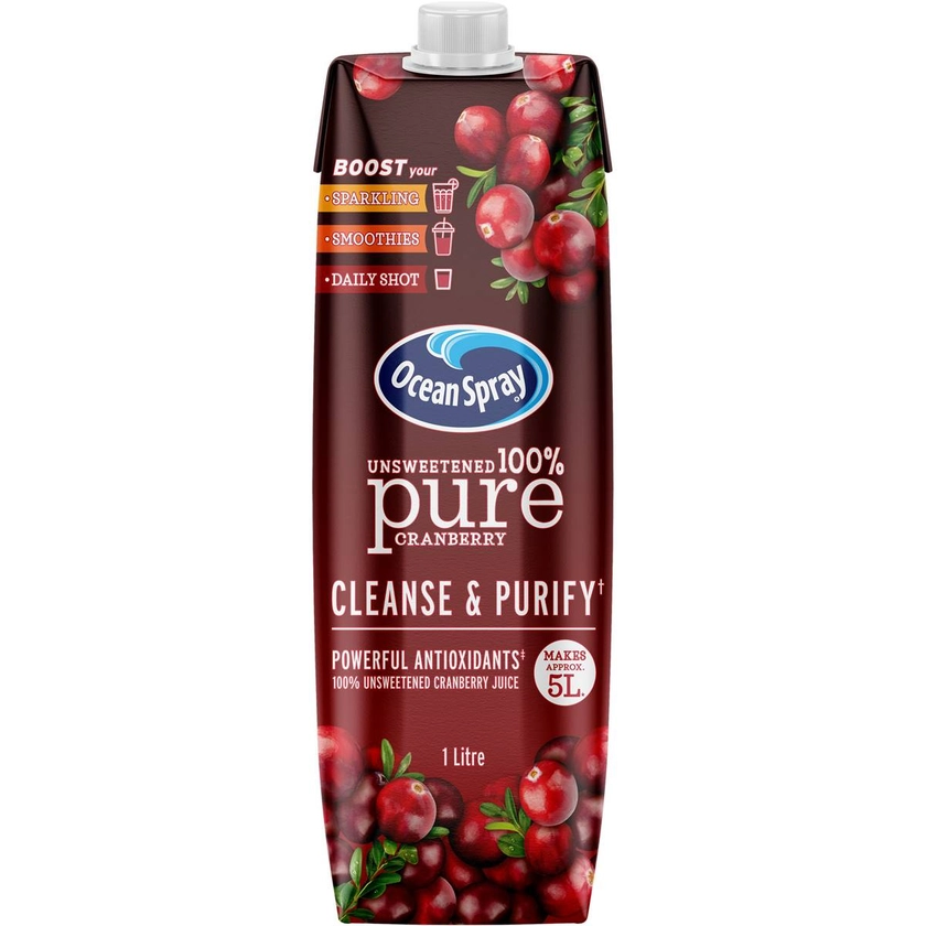 Ocean Spray Unsweetened Pure Cranberry Juice 1L | Woolworths