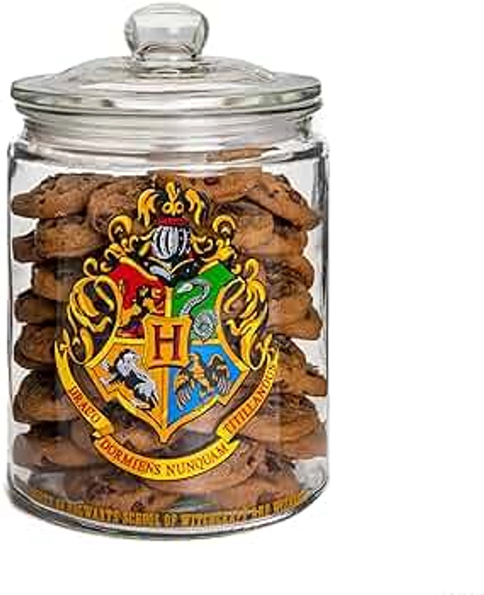 Paladone Harry Potter Hogwarts Glass Cookie Jar, Kitchen Accessory, Official Merchandise