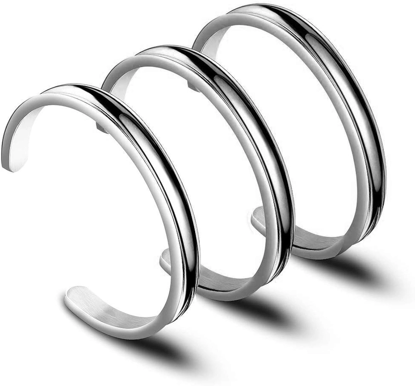 Zuo Bao Hair Tie Bracelet High Polishing Stainless Steel Grooved Cuff Bangle for Women