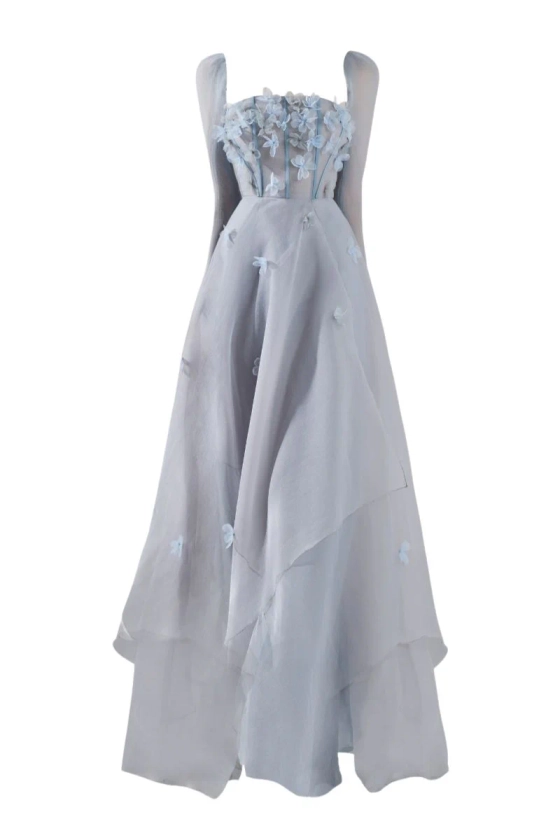 HAYLEY GRAY ORGANZA FLARED MAXI DRESS | HAPPY CLOTHING | CULT MIA