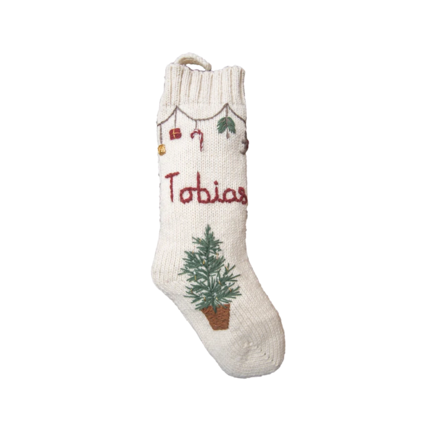 Personalized Garland Stocking - Cream white