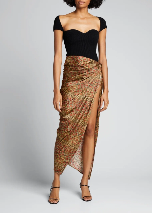 Khaite Louie Paisley Floral Midi Skirt - Bergdorf Goodman