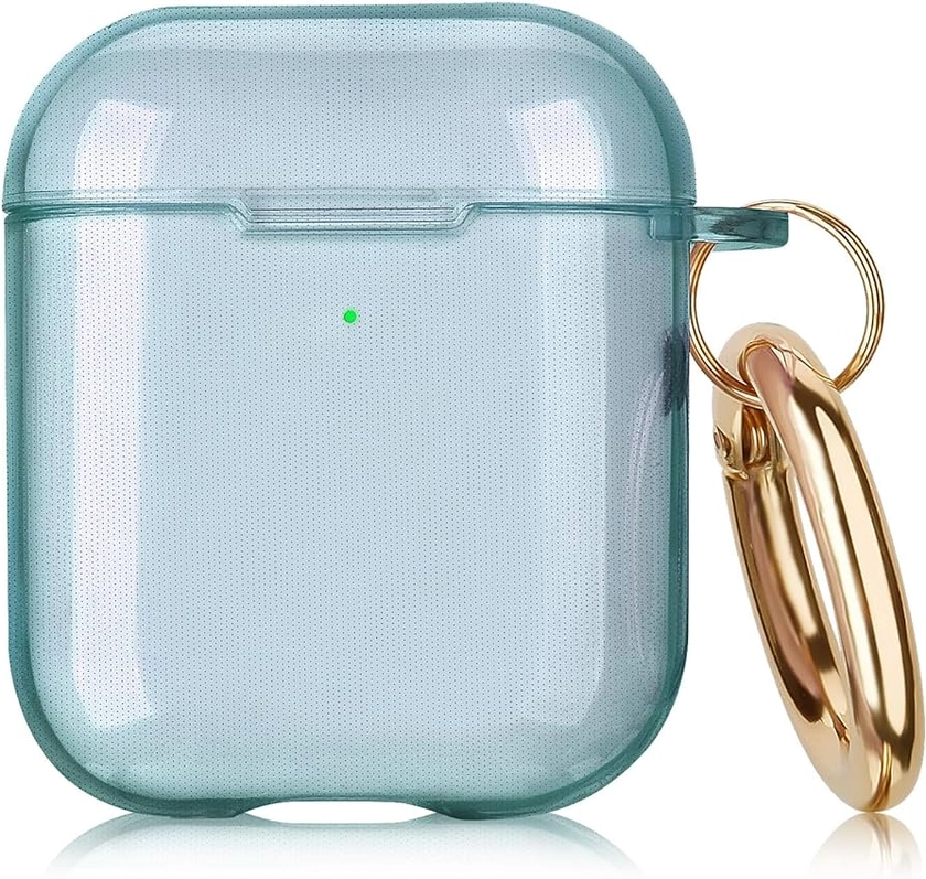 AIRSPO Airpods Case Cover, Airpod Case 2nd Generation Clear Soft TPU Protective Cover Compatible with Apple AirPods 1/2 Wireless Charging Case with Keychain (Clear Green)