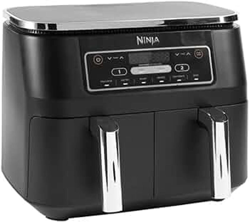 Ninja Foodi Dual Zone Digital Air Fryer, 2 Drawers, 7.6L, 6-in-1, Uses No Oil, Air Fry, Max Crisp, Roast, Bake, Reheat, Dehydrate, Cooks 4-6 Portions, Non-Stick, Dishwasher Safe Baskets, Black, AF300