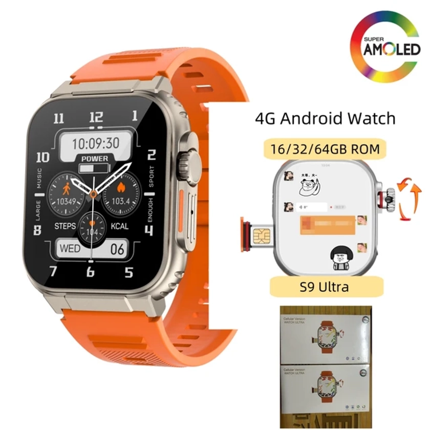 CDS9 S9 Ultra 4G Android Smart Watch avec Play Rotating Camera WiFi GPS Epicard 100% 