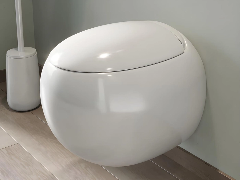 WC suspendu en céramique blanc avec abattant silencieux, HURO II